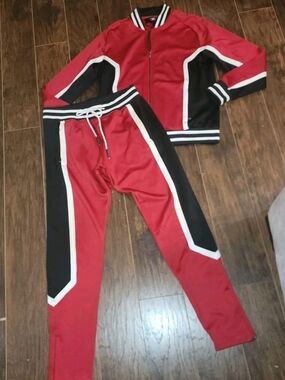 Jordan Craig Tracksuit Red Black and White Size Medium